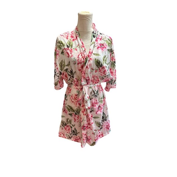 Floral Kimono Robe With Belt By Show Me Your Mumu O/S White Pink Lightweight - Picture 4 of 7